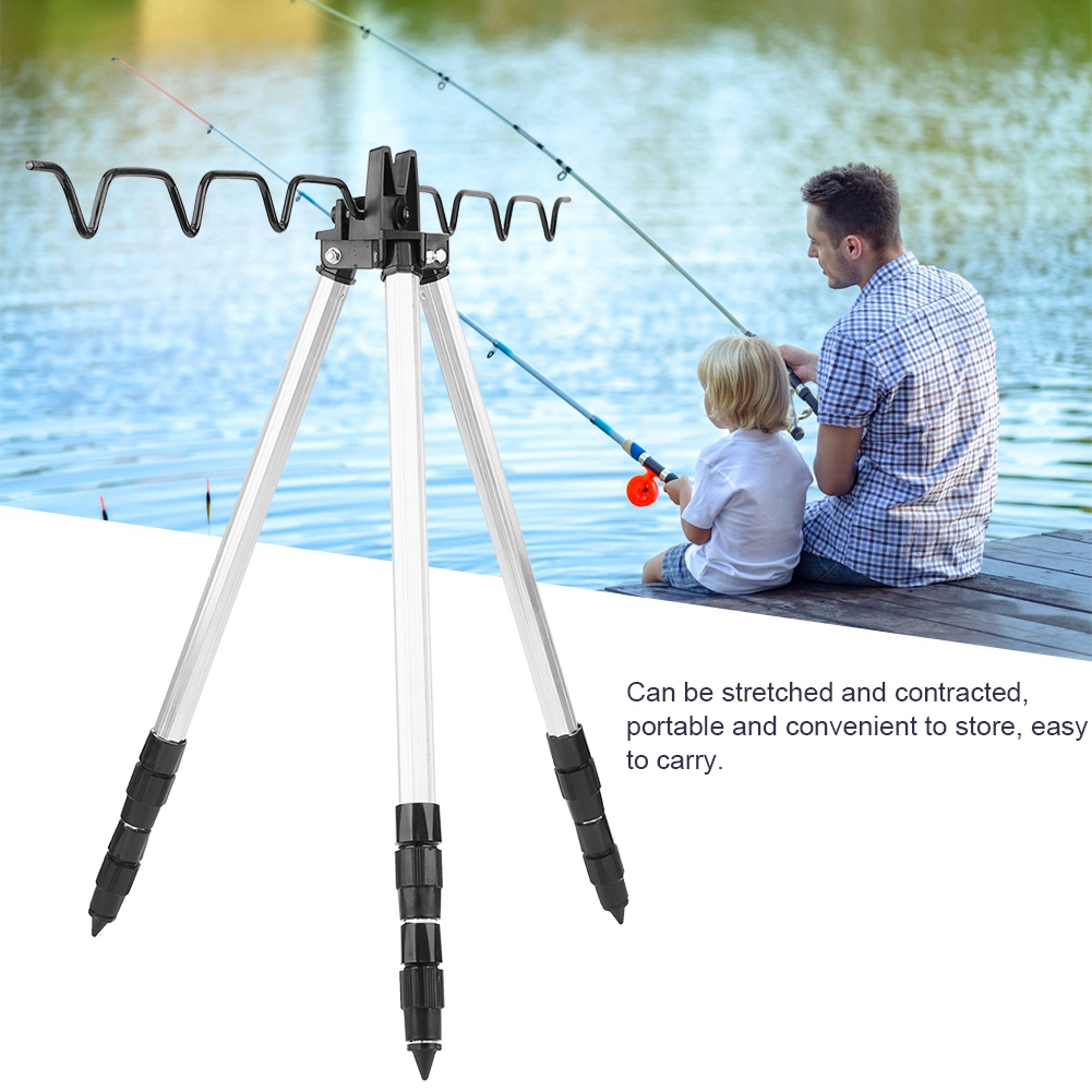 Fishing Rod Telescopic - 釣り竿三脚ホルダー 多機能ロッド三脚 アウトドア海釣りサポートスタンド 伸縮式三角形