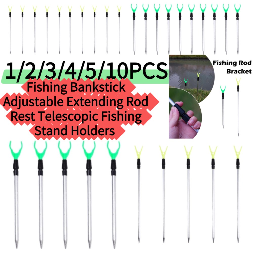Fishing Rod Telescopic - 1/5/10 個 * 50/80 センチメートル釣りバンクスティック調節可能な延長ロッドレスト伸縮式釣りスタンドホルダー釣り竿ブラケット釣り