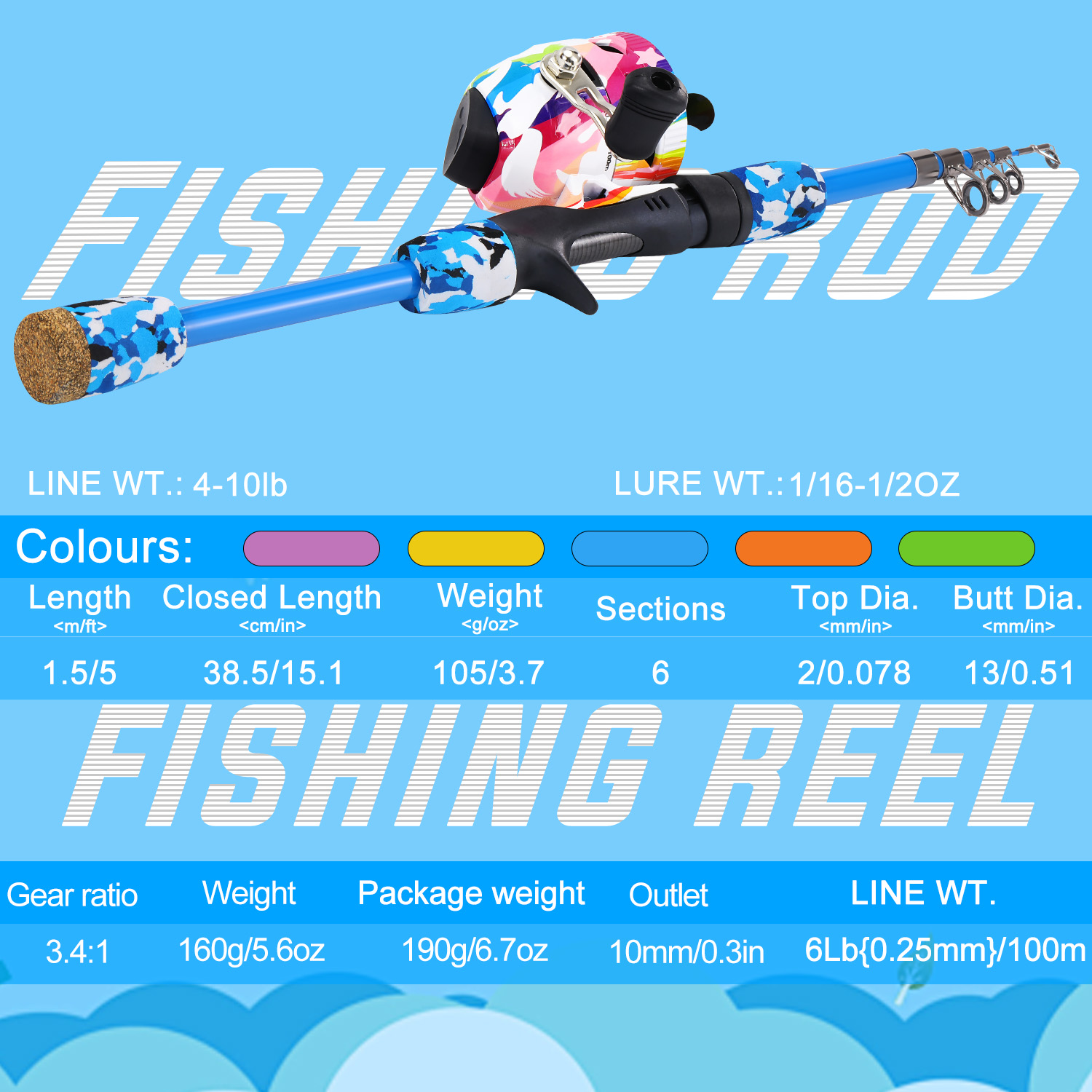 Sougayilang-伸縮式釣り竿,子供用コンボ釣り道具, - Fishing Rod Casting のレビューと価格