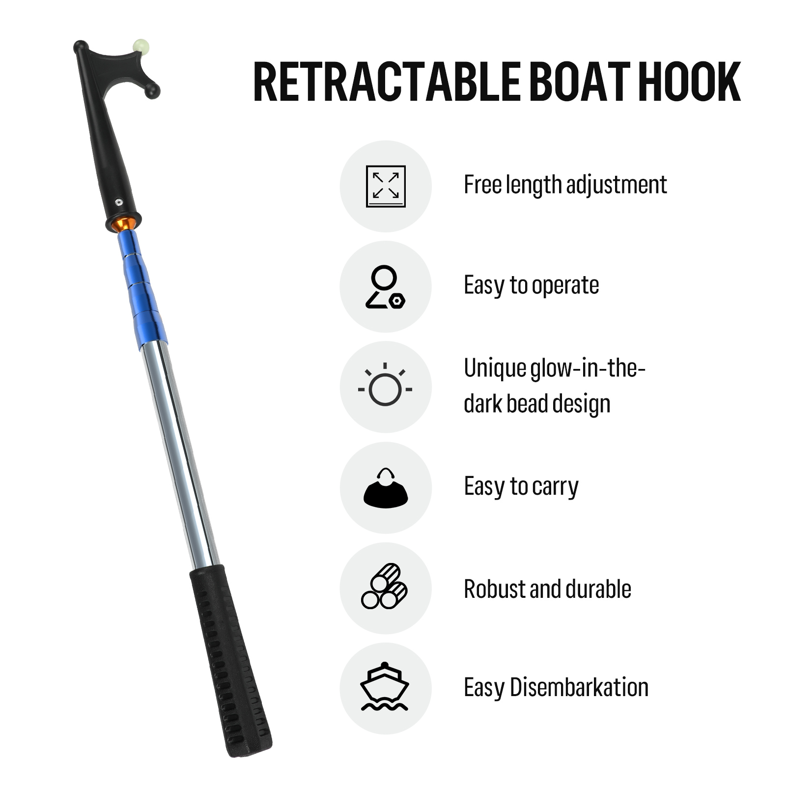 SANLIKE 格納式発光ボートフックステンレス鋼マリンプッ - Fishing Rod Boat のレビューと価格