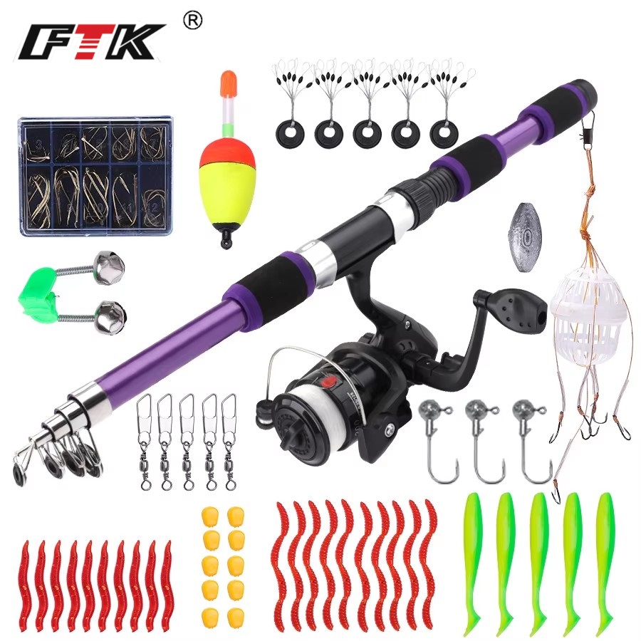 FTK 1.8M ポータブルスピニングフィッシングロッドリー - Fishing Rod Spinning のレビューと価格